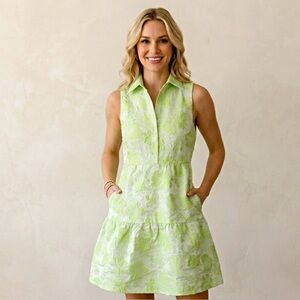 New Amanda Uprichard Green Embroidered  Mini Dress  Size Small